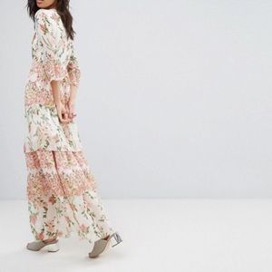 Vero Moda NWT Romeo Almost Mauve Flower Print Maxi 3/4 Sleeves Sz S